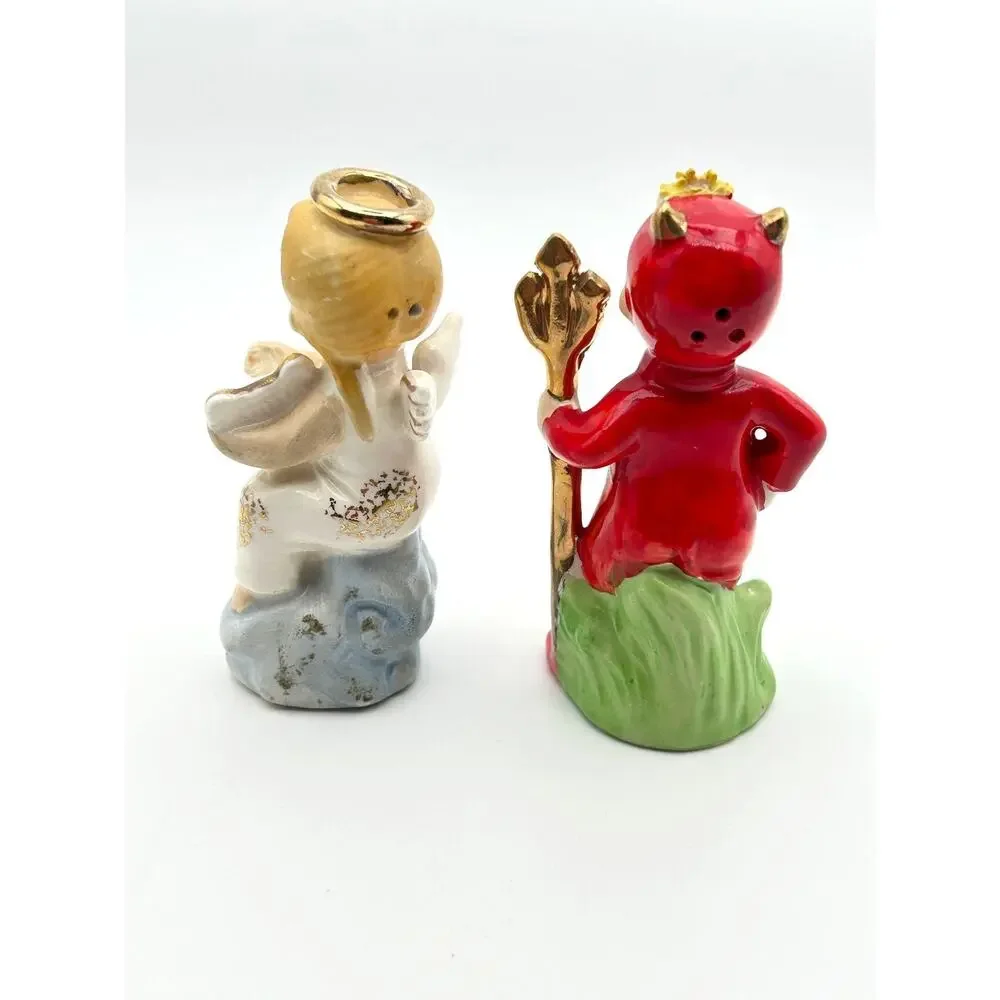 Artmark Japan Angel and Devil Salt and Pepper Shakers Vintage 1950s Kitsch